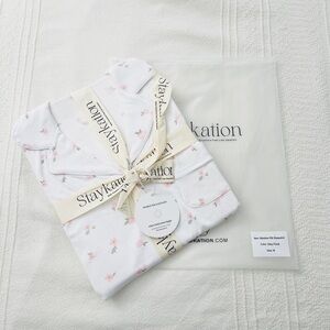 NWT StayKation Bamboo Ribbed PJ Floral Sleepshirt / Lounge Dress Size Medium